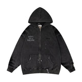 Gallery Dept Hoodie Loose Casual Cardigan Distressed Hoodie