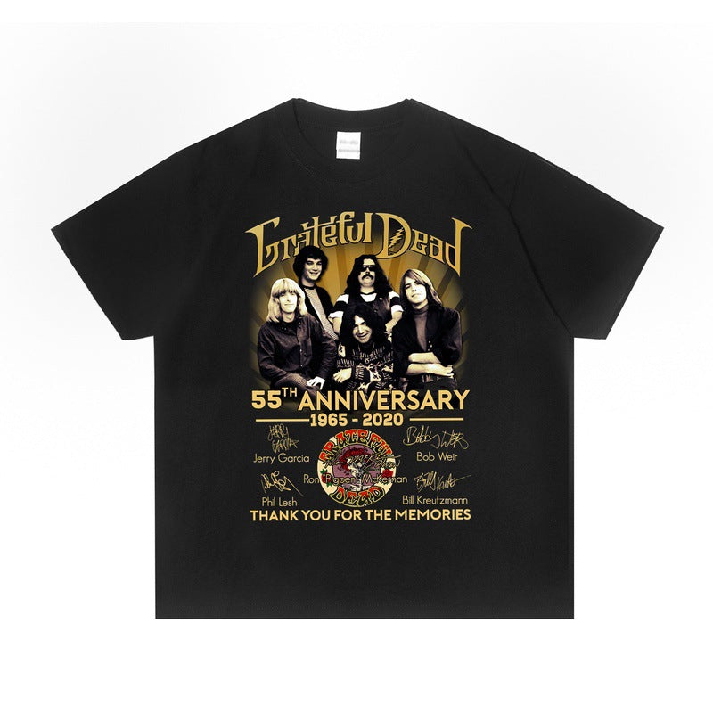Rock Star T Shirt European and American Rateful Dead Rock Band Personality T-shirt Short Sleeve Loose