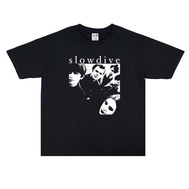 Rock Star T Shirt round Neck Short Sleeve Cotton T-shirt Loose Men & Women Trendy