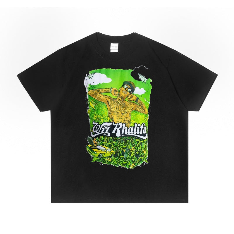 Rock Star T Shirt Wiz Cali Printed T-shirt Loose Cotton