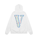 Vlone Hoodie autumn and winter mosaic big V letter pullover