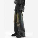 Unisex Jeans Ripped Jeans Old Washed Loose Straight Pants