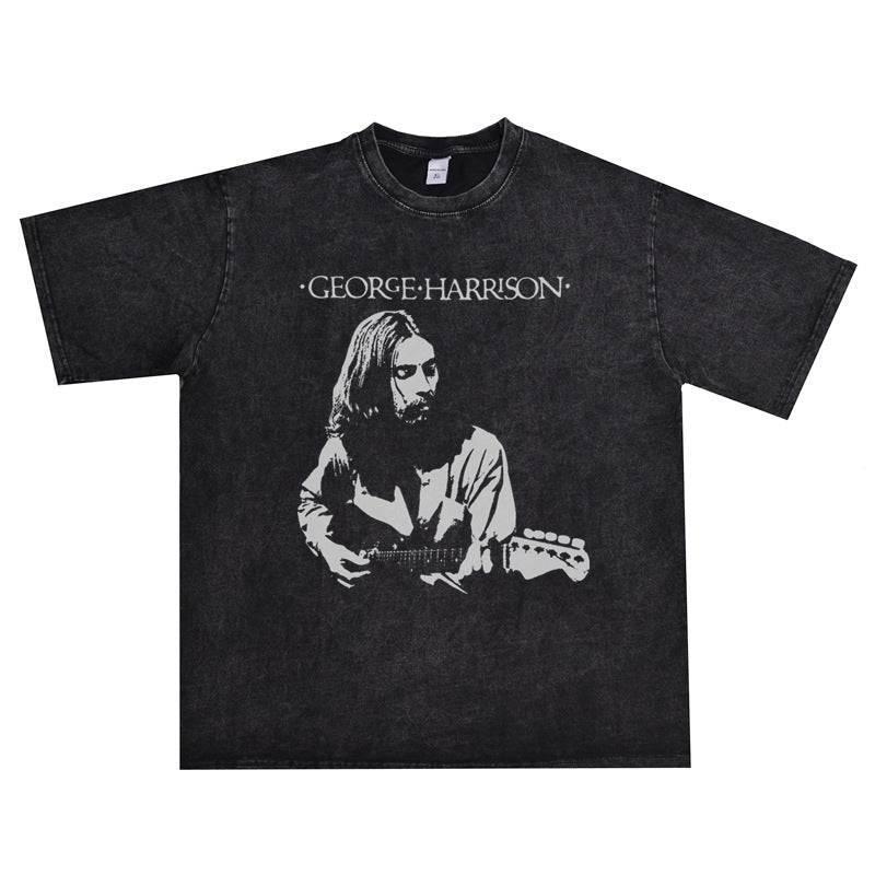 Rock Star T Shirt George Harrisont Short Sleeve Loose Men and Women
