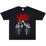 Rock Star T Shirt Dark Funeral Band Washed Distressed T-shirt Short Sleeve Men and Women Loose