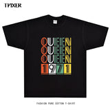Rock Star T Shirt Queen 1971 T-shirt Queen Band Rock American Street Loose Printed Short Sleeve