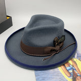 Walter White Fedora Wool Felt Hats Monochrome Embroidered Jazz Top Hat Denim