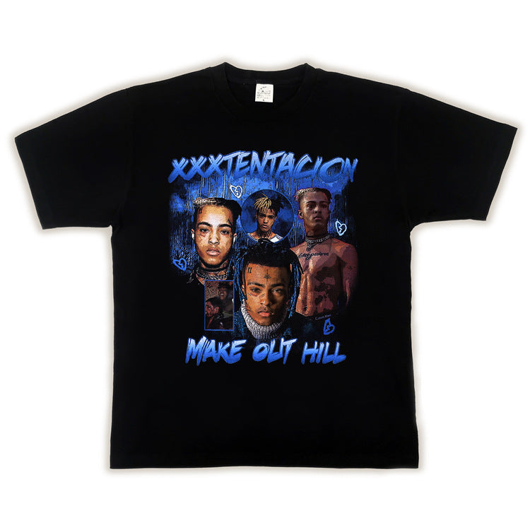 Hip Hop Rapper T Shirt High Street Loose Heavy Short Sleeve T-shirt