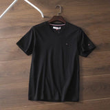 Tommy T Shirts Tommy Men's V-Collar Short Sleeve Coat T-shirt Embroidered V-neck