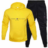 Tommy T Hoodie Fall Winter Men Fleece-Lined Hoodie Suit Printing Solid Color Hoodie Sports