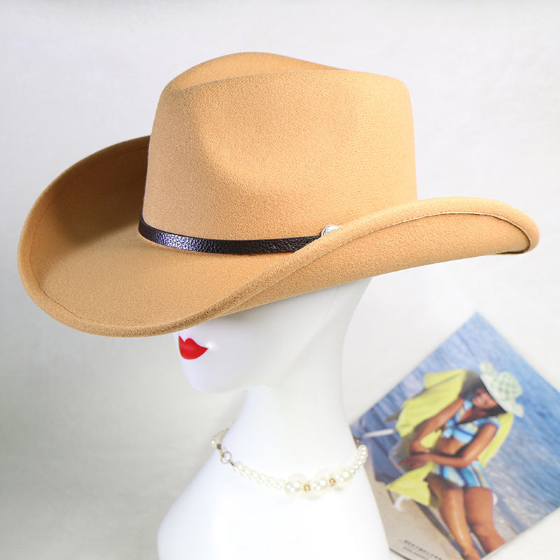 Walter White Fedora Western Men's Woolen Cowboy Hat Metal Buckle Autumn Imitation Winter Wool