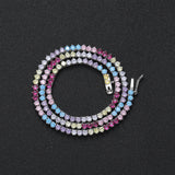 Zircon necklace colorful three-prong tennis chain