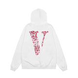 Vlone Hoodie autumn and winter red lips big V letter pullover