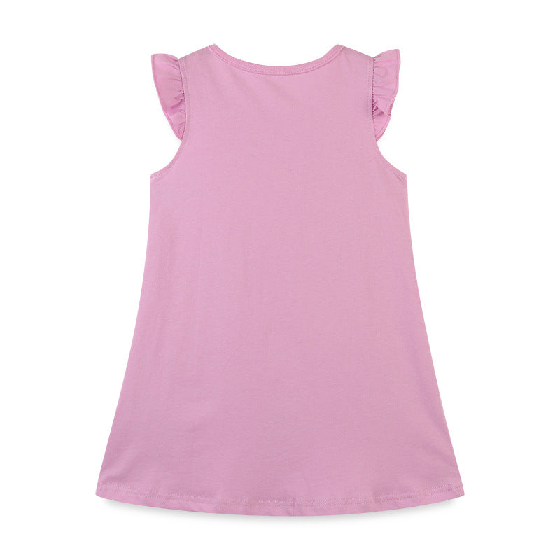 Girl Dress Children's Clothing Summer Girls' Dress Knitted Cotton Cartoon Embroidery Vest Princess Dress