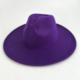 Walter White Fedora Solid Color Big Brim Top Hat Lun Fedora Hat Men and Women Retro Woolen Hat
