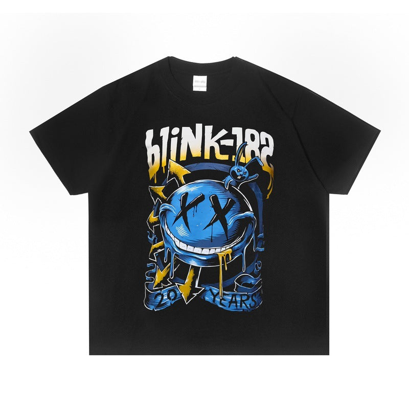 Rock Star T Shirt Printed T-shirt Short Sleeve round Neck Loose Cotton Men and Women
