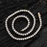 Zircon necklace copper inlaid with zircon single row full of diamonds