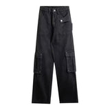 Unisex Jeans Tooling Jeans High Waist Skinny Wide Leg Pants Loose