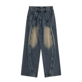 Unisex Jeans American Vintage Loose Design Splicing Jeans
