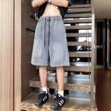 Unisex Jeans Star Pattern Denim Shorts Summer Loose