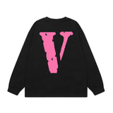 Vlone Sweatshirts Autumn and Winter Pink Big V Letter Crew Neck