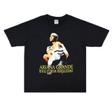 Rock Star T Shirt Washed Distressed T-shirt Short Sleeve Cotton Men and Women Loose