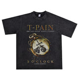 Rock Star T Shirt T-Pain Album 5 O'clock T-shirt Short Sleeve Loose