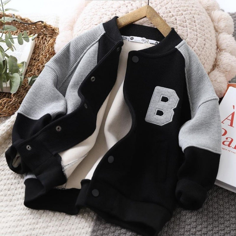 Boy Jacket Boy's Spring Coat Children's Baseball Uniform Middle and Big Children Casual Jacket Top Western Style Fashion