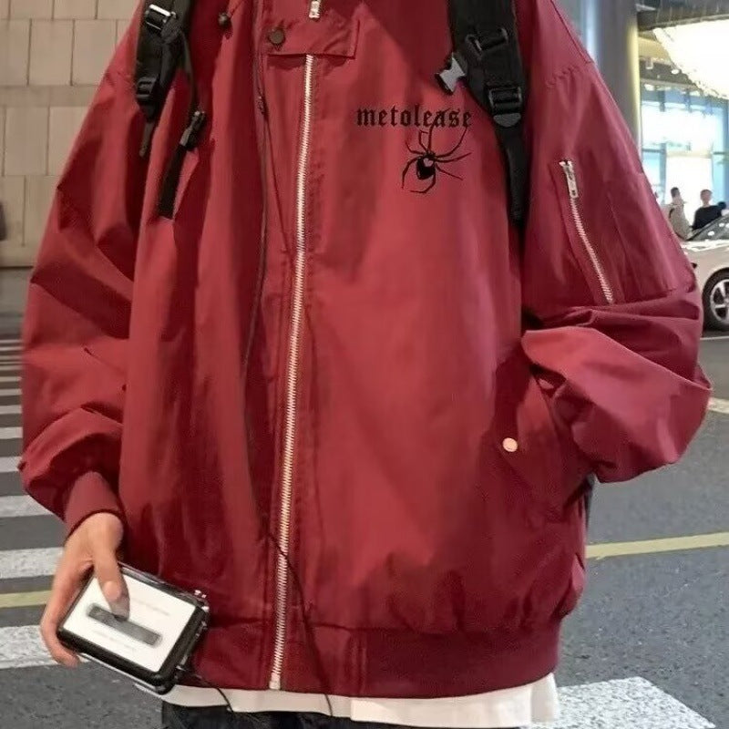 Unisex Baseball Jersey Spider Jacket Loose Hip Hop Loose Couple Baseball Jacket