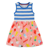 Girl Dress Summer Girls' Dress Plaid Knitted Cotton Cartoon Printed Striped Vest Children Shirt