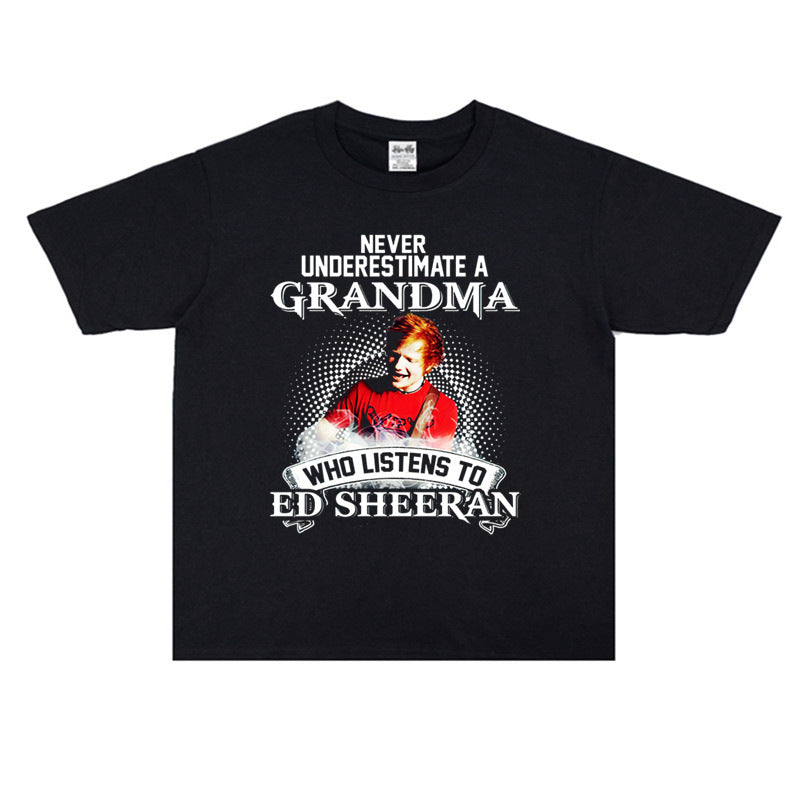 Rock Star T Shirt Ed Sheeran Printed Pure Cotton Loose T-shirt Men's and Women's Fashion Short Sleeve