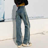 Unisex Jeans High Waist Straight Jeans Loose