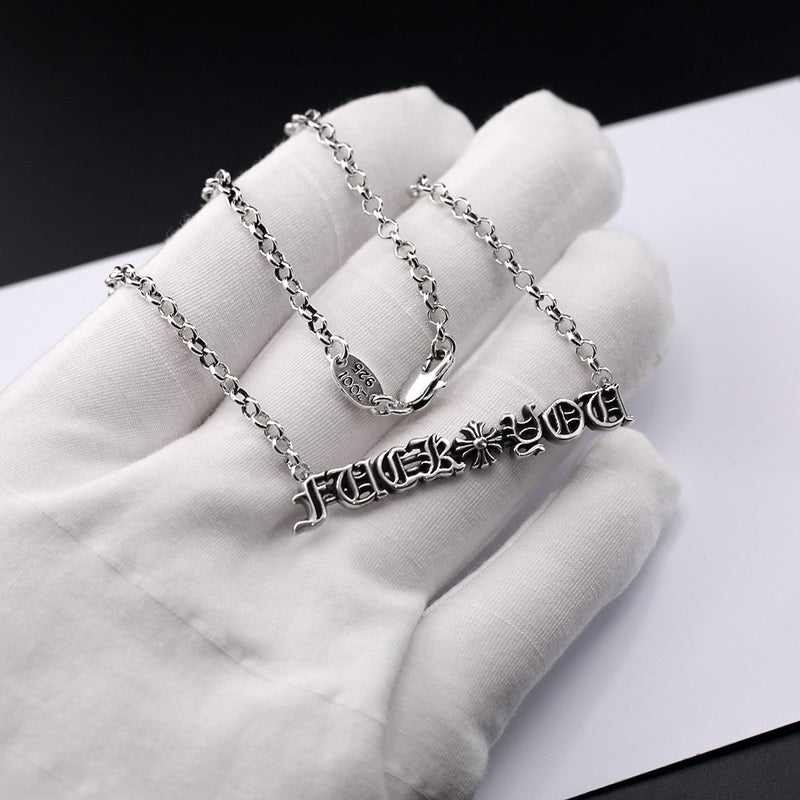 Chrome Heart Necklace Letter Bead Chain Necklace