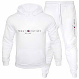 Tommy T Hoodie Fall Winter Men Fleece-Lined Hoodie Suit Printing Solid Color Hoodie Sports