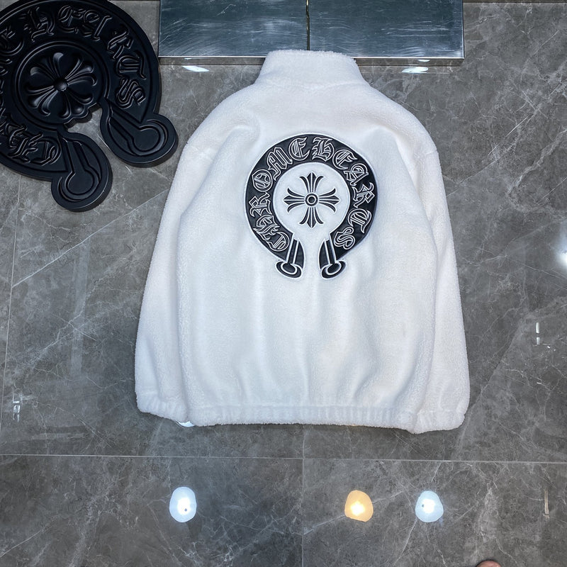 CHH Chrome Heart Coat ChromeHearts Winter Lamb Fur Crochet Horseshoe Fashion Design Cardigan Jacket