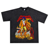 Rock Star T Shirt Washed Old T-shirt Loose Street