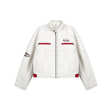 Unisex Baseball Jersey Vintage PU Leather Bike Slim Jacket