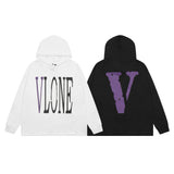Vlone Hoodie Autumn/Winter Purple Big V Letter Hooded