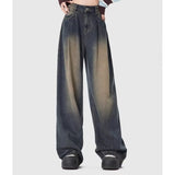 Unisex Jeans Straight Jeans Spring and Autumn Vintage Loose Pleated Wide Leg Pants