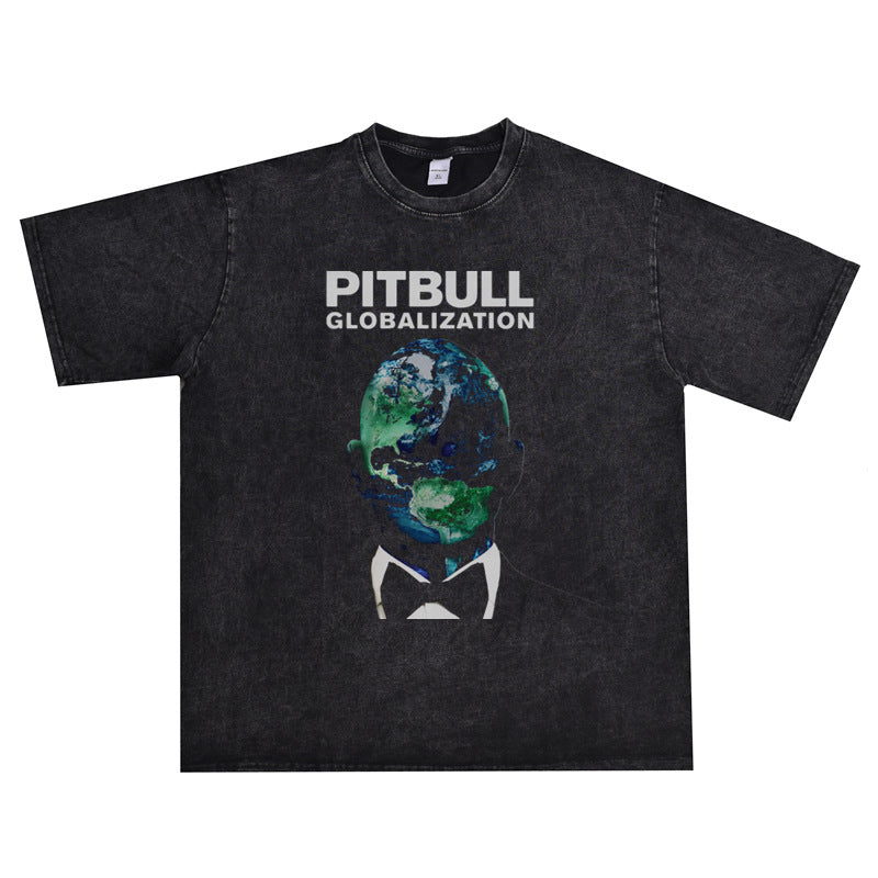 Rock Star T Shirt Rapper Bulldog Pitbull Pip Paul T-shirt Short Sleeve Men and Women Loose