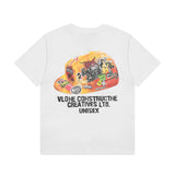 Vlone T Shirt Spring Summer Cartoon Pattern Letter Crew Neck