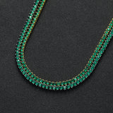 Zircon necklace three prong emerald tennis chain