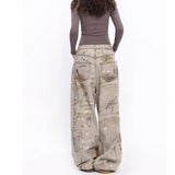 Unisex Jeans American Vintage Print Straight Jeans