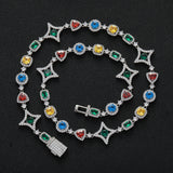 Zircon necklace mixed color zircon single row chain