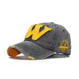 Walter White Hats Sun Hat Spring/Summer Sun Protection Hat W Letter Cap Distressed Peaked Cap Washed