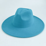 Walter White Fedora Solid Color Big Brim Top Hat Lun Fedora Hat Men and Women Retro Woolen Hat