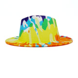Walter White Fedora Autumn and Winter Tie-Dyed Woolen Hat Jazz Top Hat Male Adult Printing Sunshade