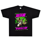 Rock Star T Shirt Green Day Band T-shirt Rock American Loose round Neck Print Vintage Short Sleeve
