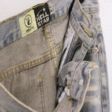 HS jeans Ripped and Repaired: Vintage Washed Denim Jeans with Distressed Style