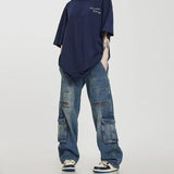 Unisex Jeans Vintage Washed Old Jeans Loose