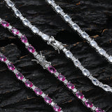 Zircon necklace colorful oval mix and match tennis chain